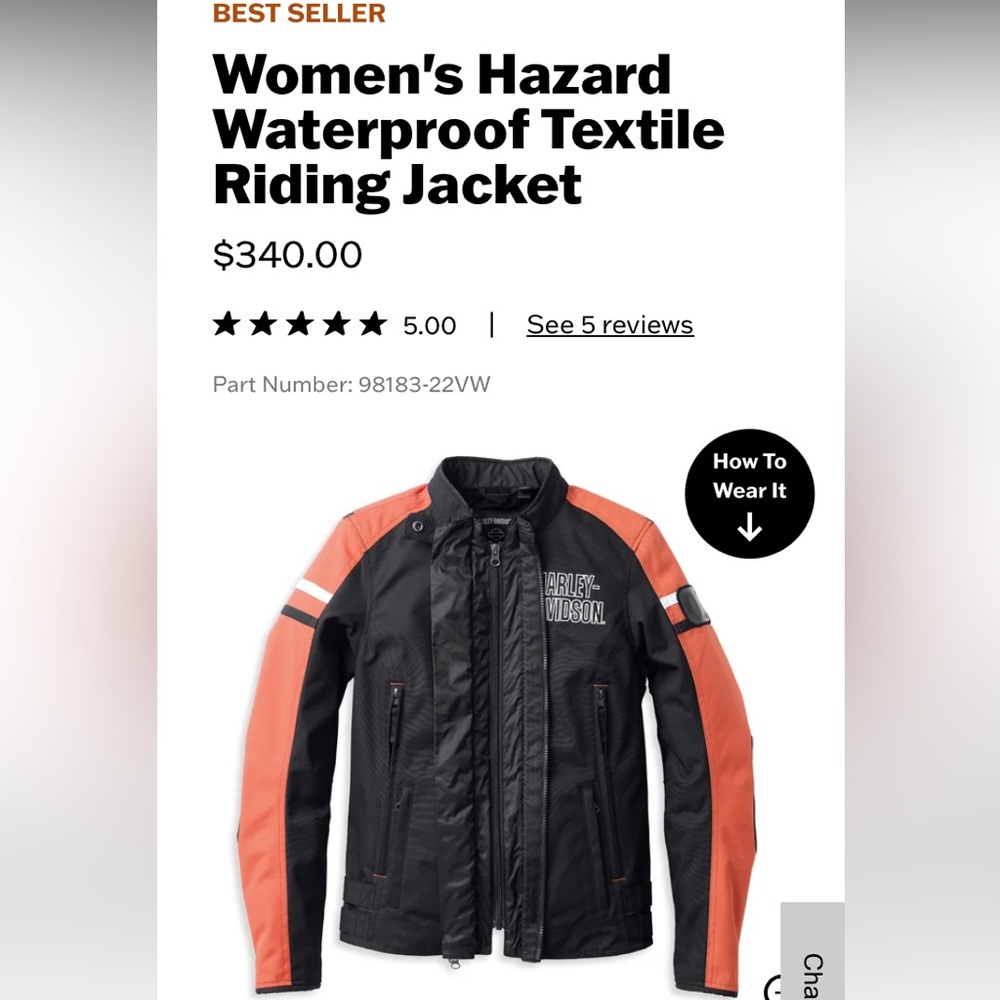 NWT Harley Davidson Womens Hazard Riding Jacket XL vented waterproof